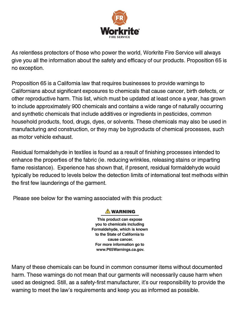 California Proposition 65 information